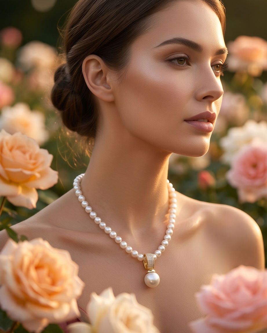 Collier  perles de culture et or  - Éclat libre