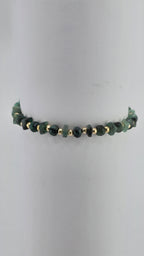 Bracelet en Emeraude et perles or rondes et lisses