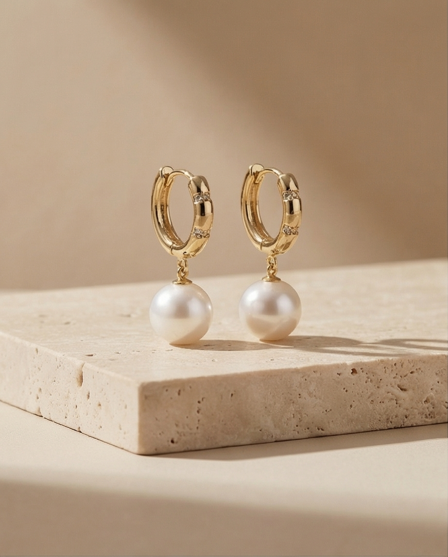 Boucles d’oreilles dormeuses avec perles de culture