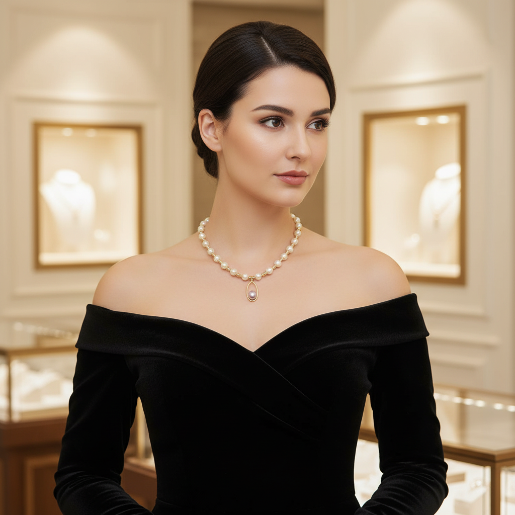 Collier en perles de culture poudrée