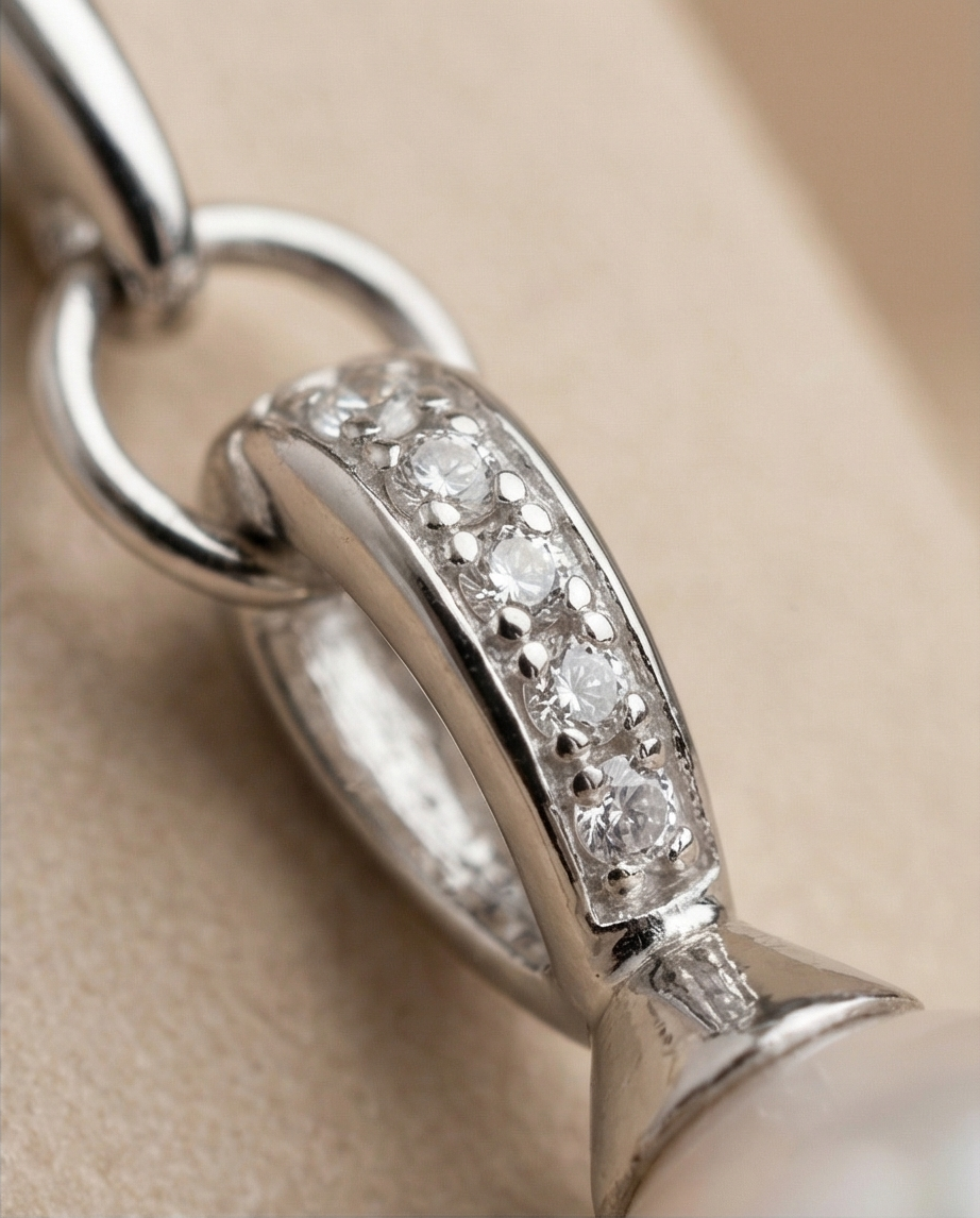 Boucles d’oreilles en strass et perles de culture