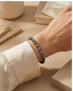 Bracelet en perles de culture bleu marine et vermeil