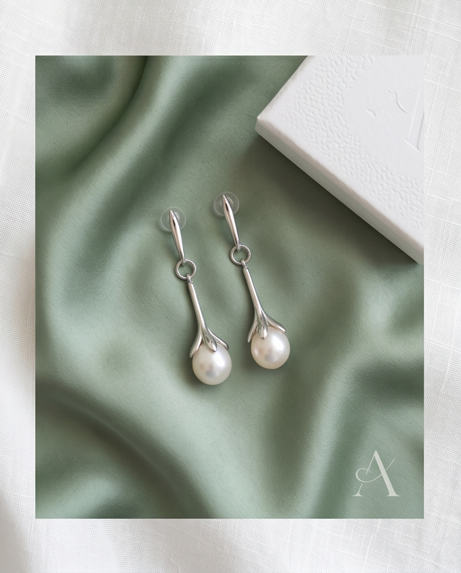 925/1000 rhodium-plated silver earrings