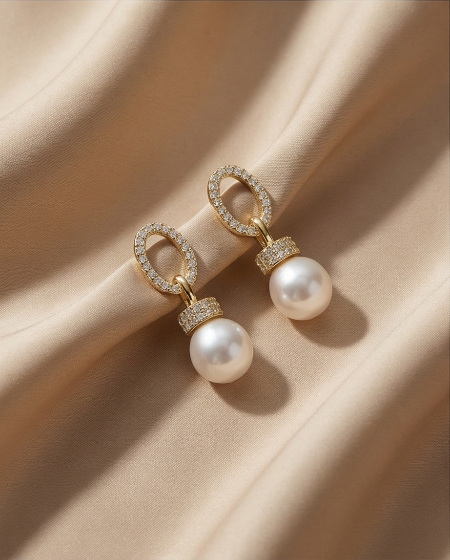 Boucles d oreilles en plaqué or 18K et strass