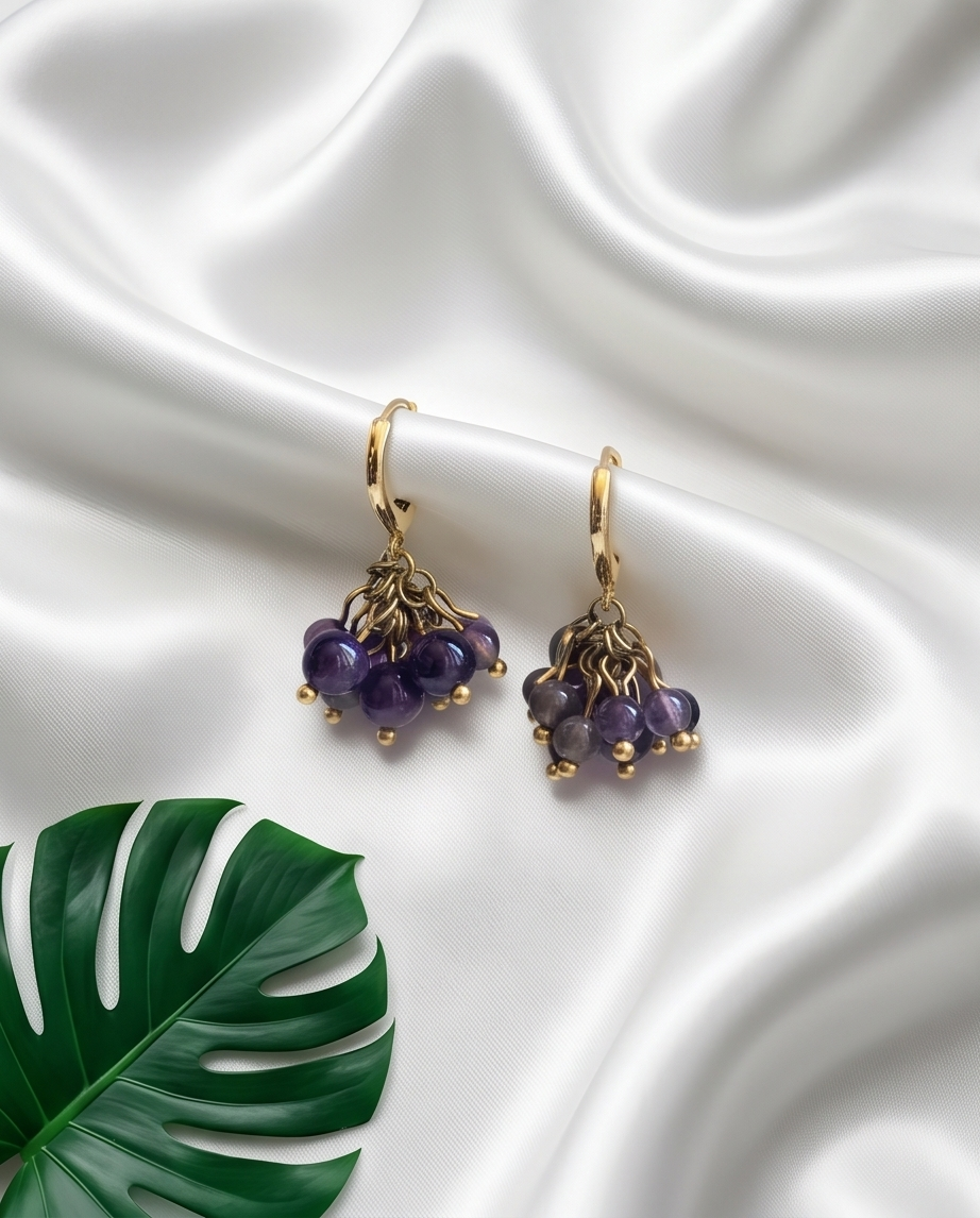 Boucles d’oreilles en vermeil et Améthyste