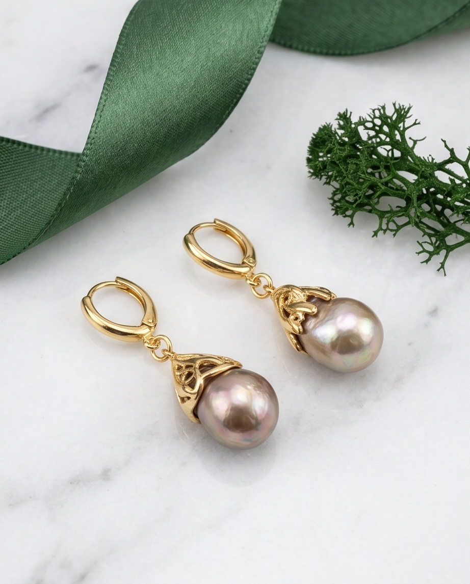 Baroque cultured pearl earrings