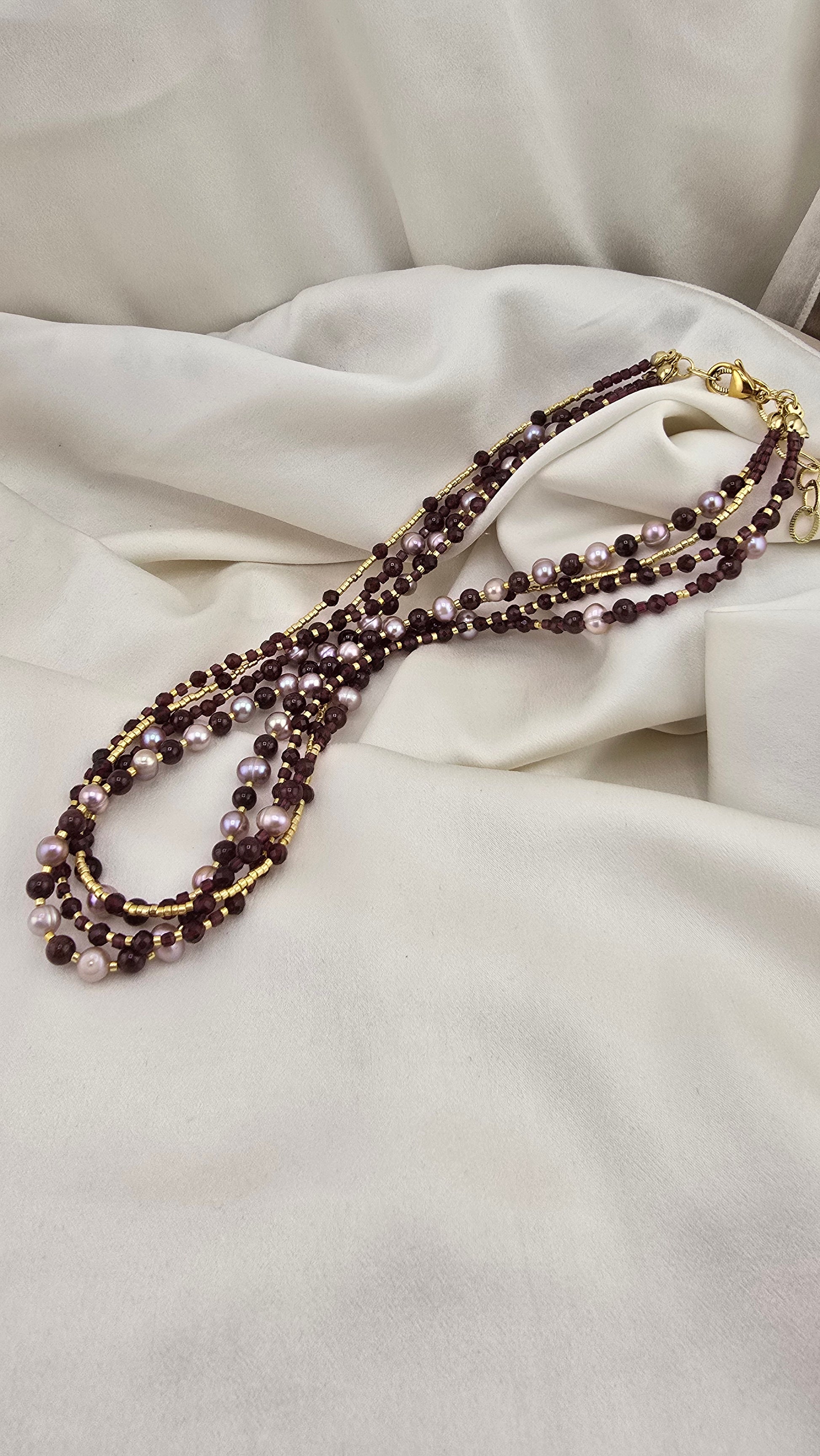 Collier 5 rangs avec perles de culture