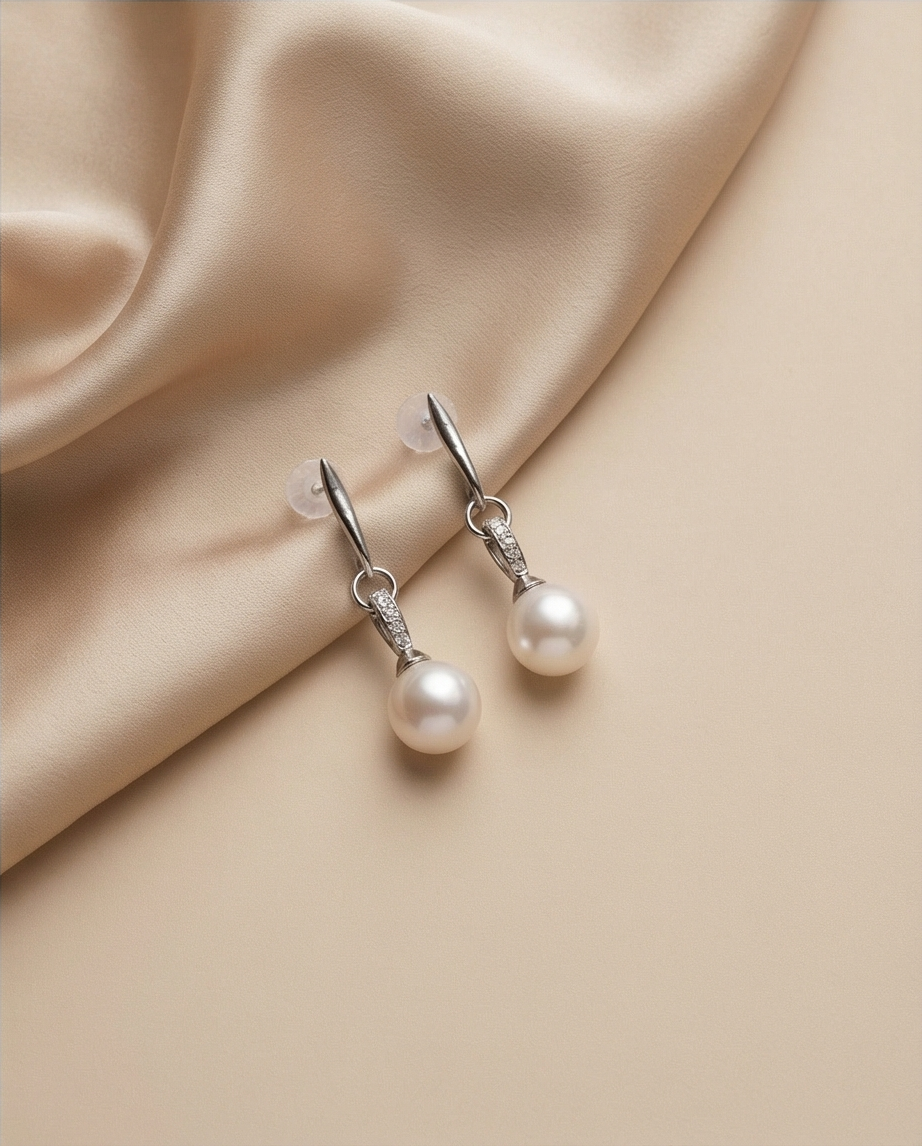 Boucles d’oreilles en strass et perles de culture