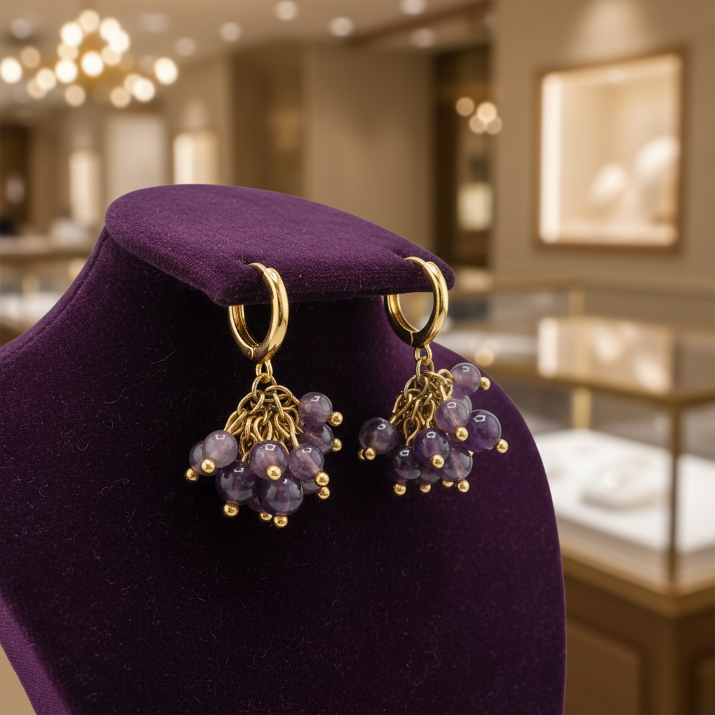 Boucles d’oreilles en vermeil et Améthyste