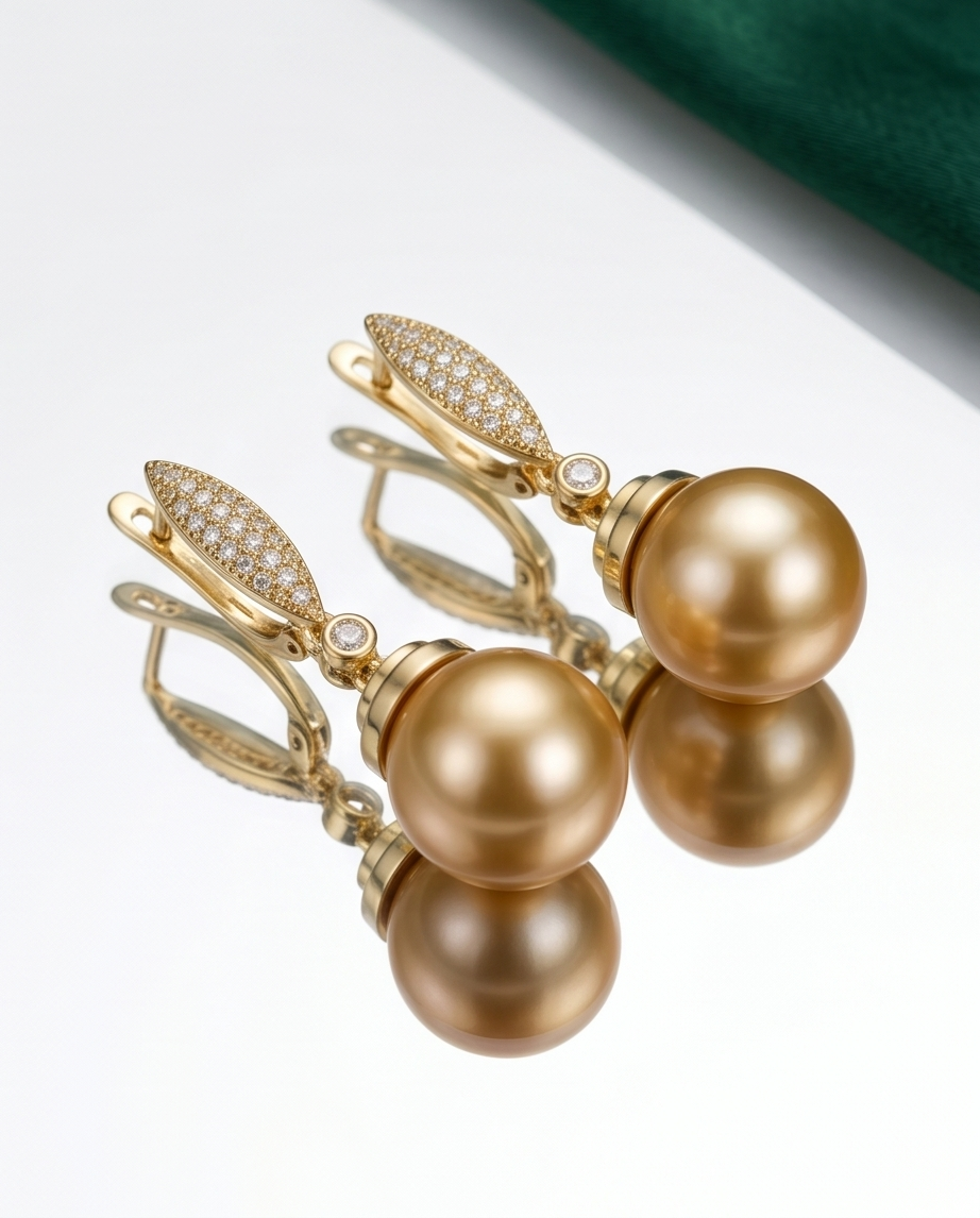 Boucles d oreilles avec perles de culture Édison couleur jaune or