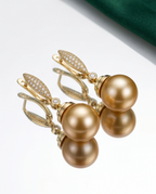 Boucles d oreilles avec perles de culture Édison couleur jaune or