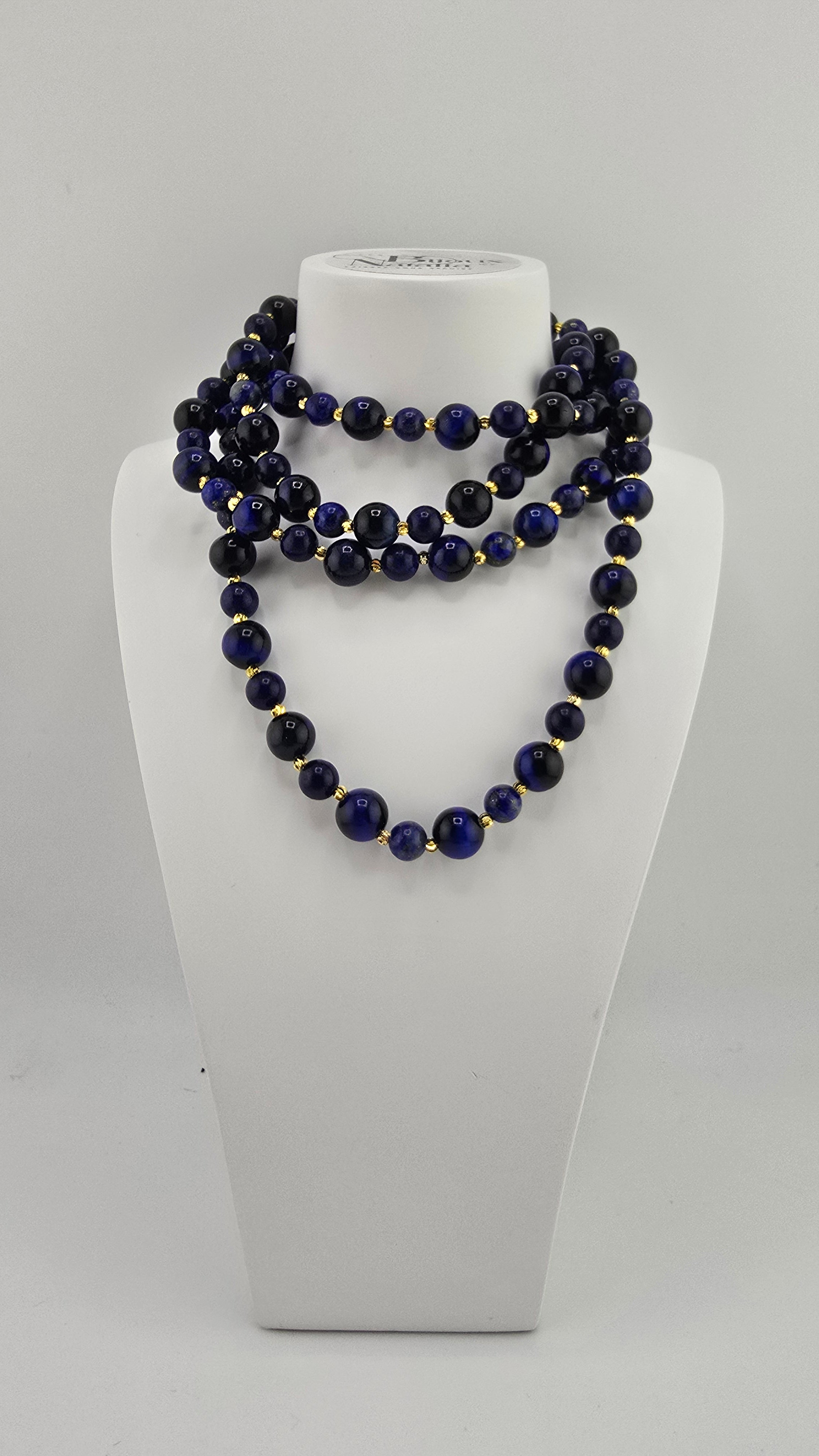 Collier double rangs en Lapis-lazuli et plaqué or