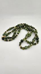 Collier deux rangs en Agate vert
