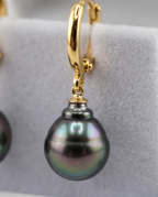 Boucles d'oreilles avec perles de Tahiti en goutte - Lumiere de Tahiti