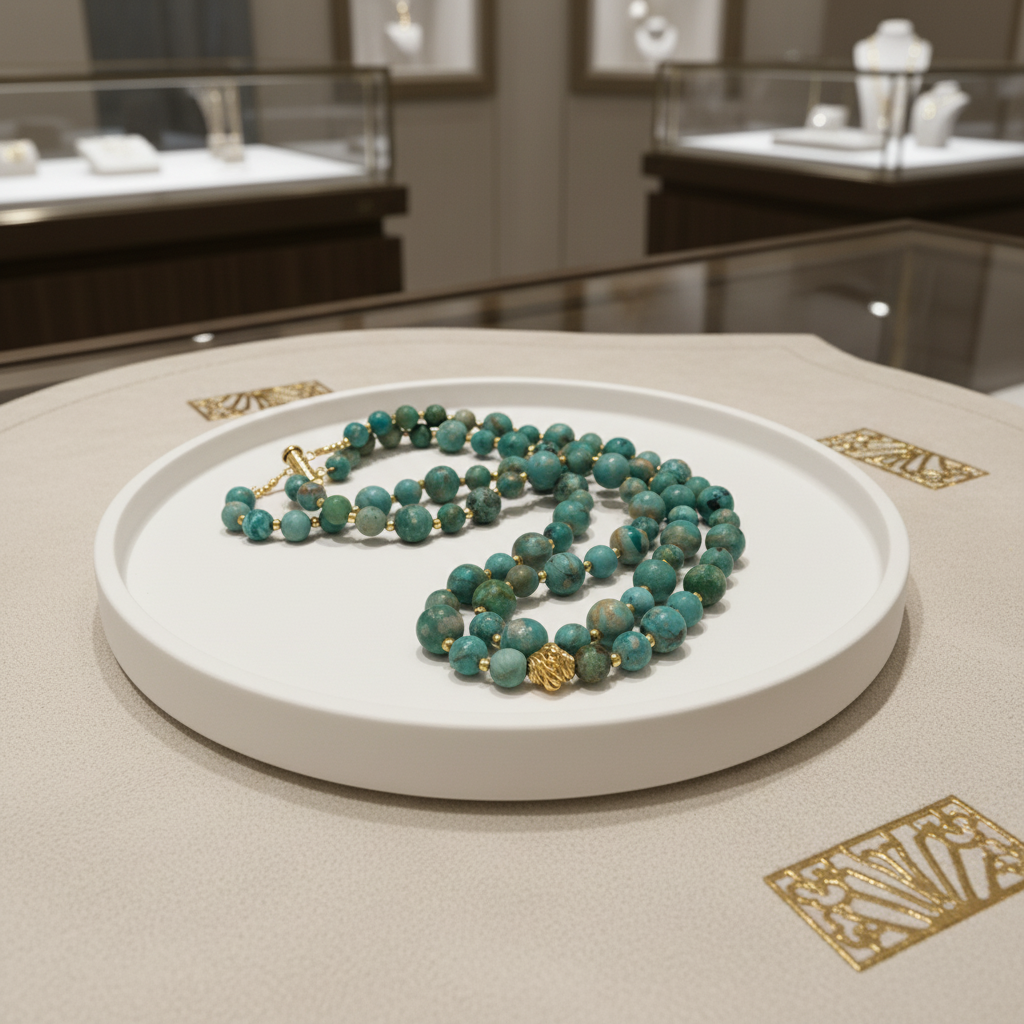 Collier en perles de turquoise africaine et vermeil