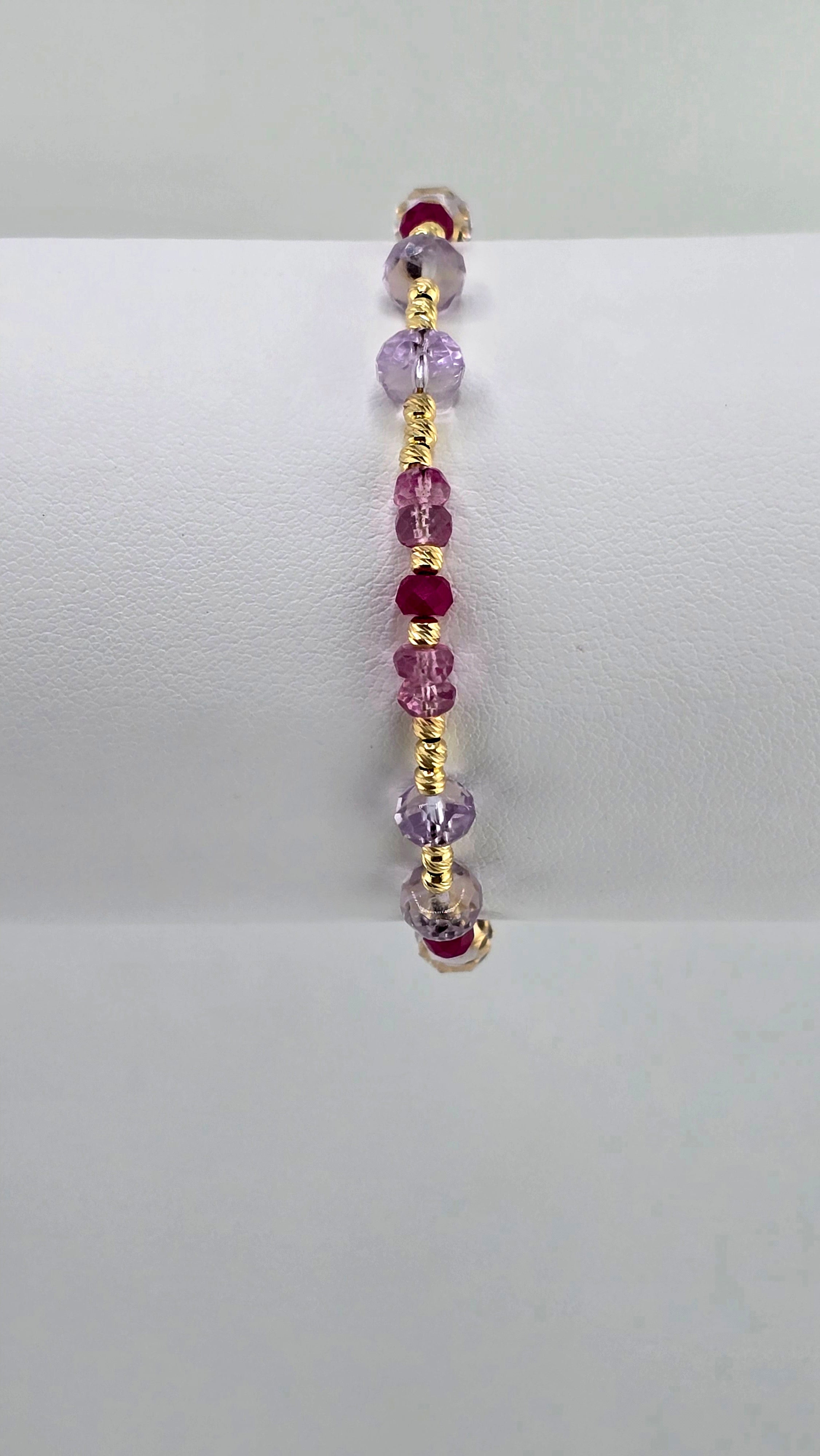Bracelet en Améthyste, Topaze et Rubis