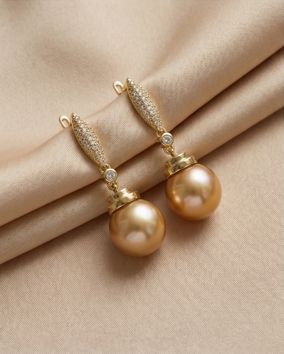 Boucles d oreilles avec perles de culture Édison couleur jaune or