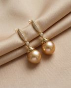 Boucles d oreilles avec perles de culture Édison couleur jaune or