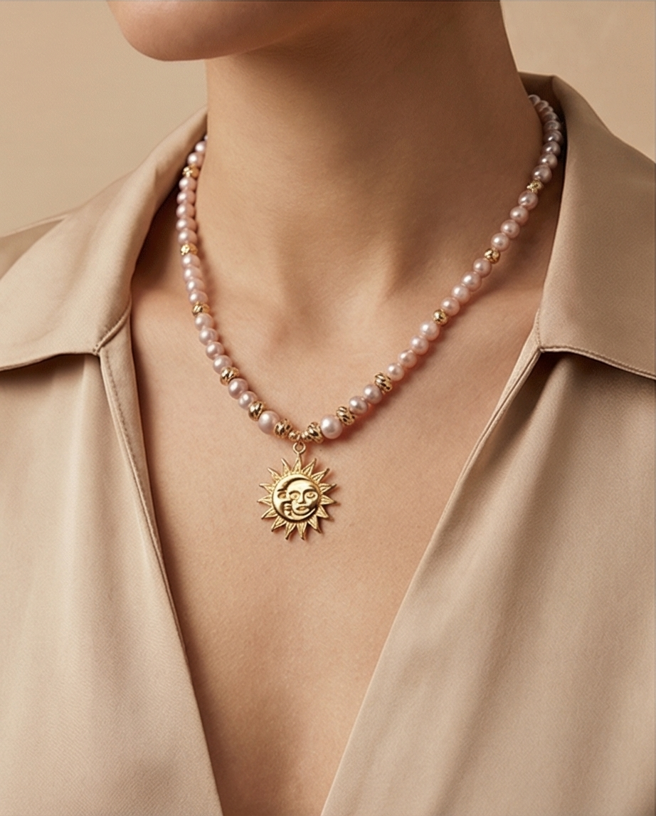 Rosée d'or - collier en perles de culture Rosée