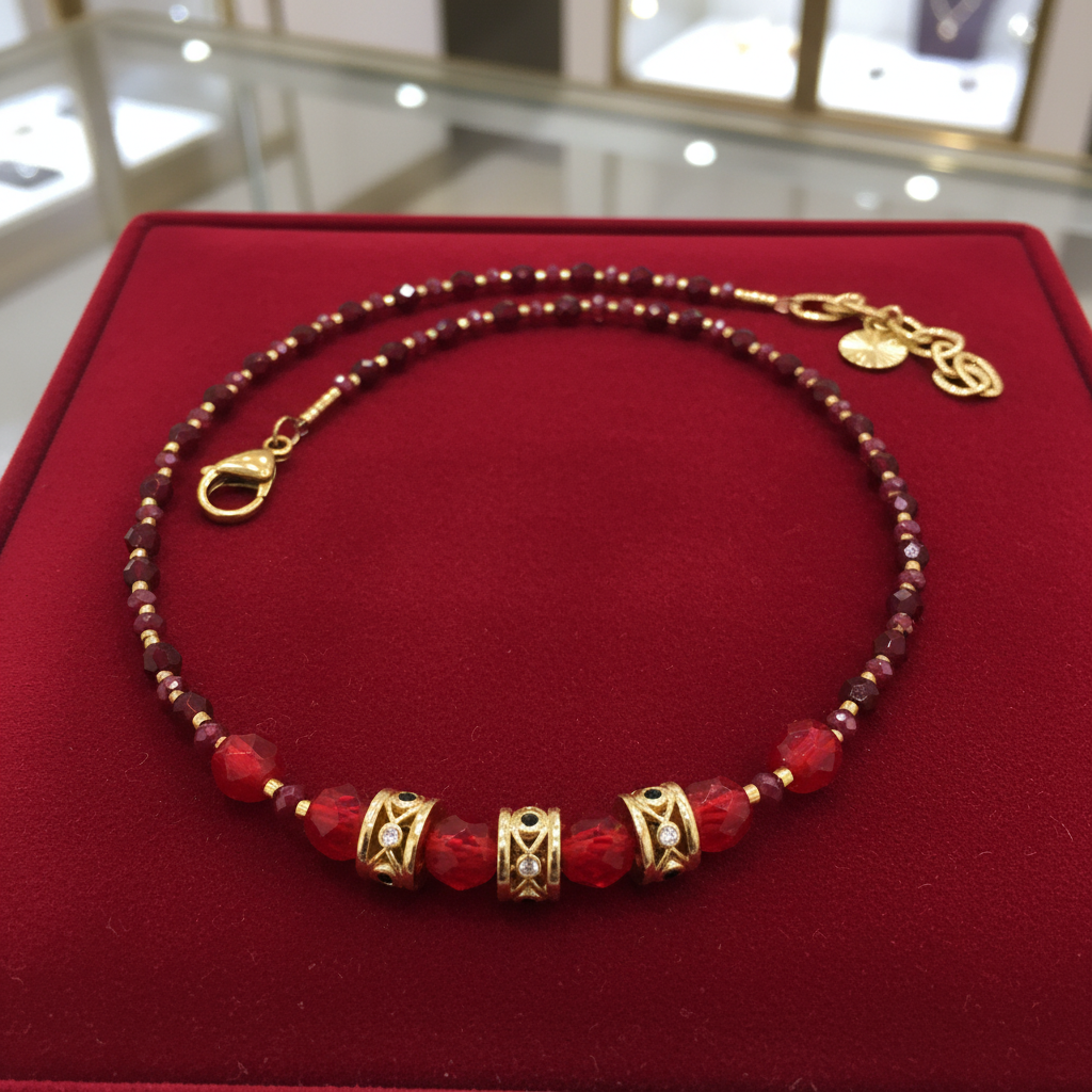 Collier en rouge et or