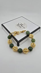 Bracelet en Agate et perles en plaqué or