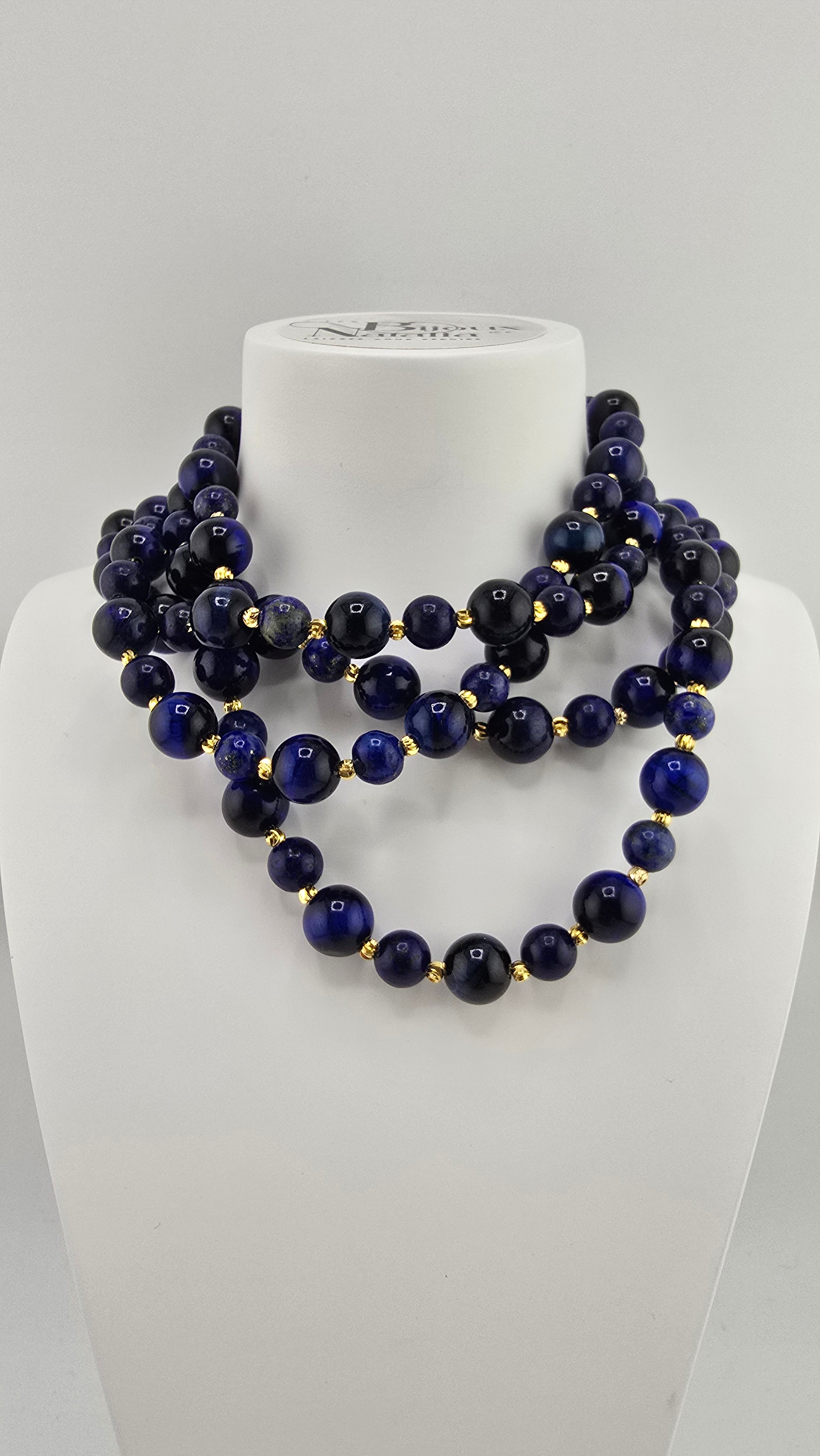 Collier double rangs en Lapis-lazuli et plaqué or