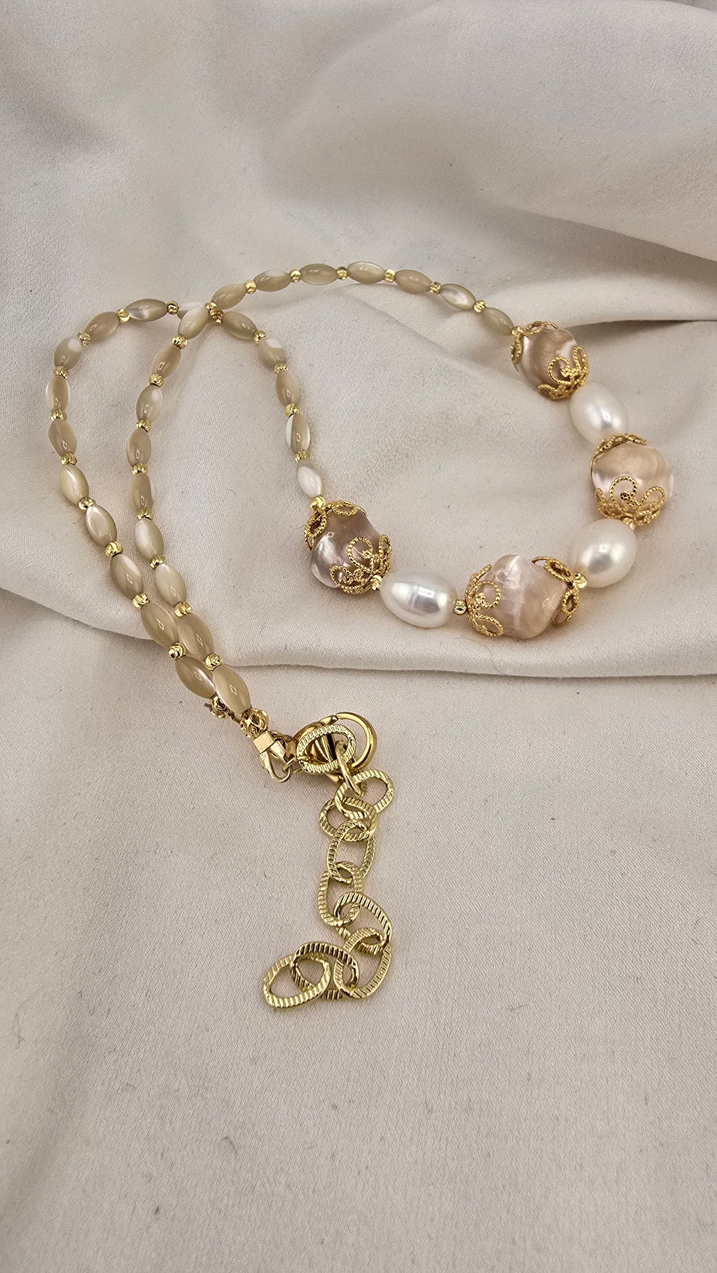 Rocca pearl and olive cultured pearl necklace