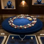 Collier de 3 rangs de perles de culture et rhodonite