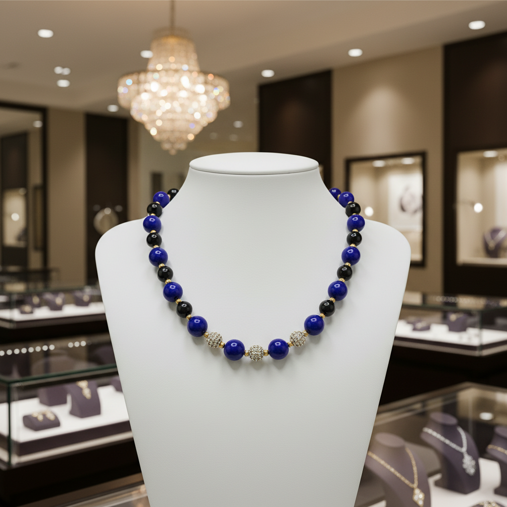 Collier en Lapis-Lazuli et perles en strass