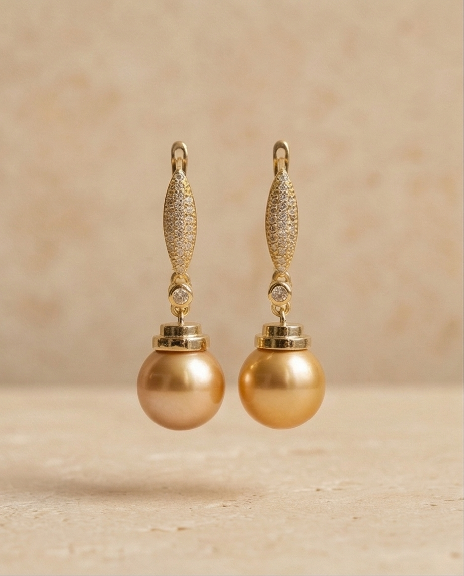 Boucles d oreilles avec perles de culture Édison couleur jaune or