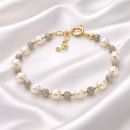 Lumière précieuse - bracelet perles de culture et labradorite