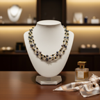 Collier de 3 rangs de perles de culture bleu marine