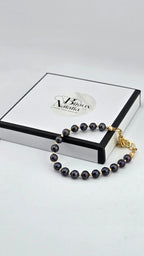 Bracelet en perles de culture bleu marine