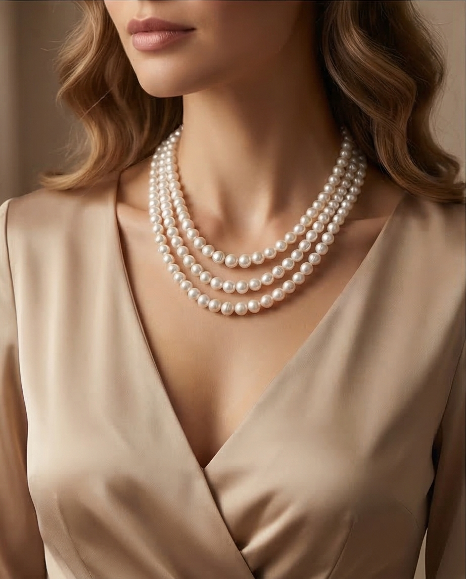 Trilogie élégante - collier en perles de culture