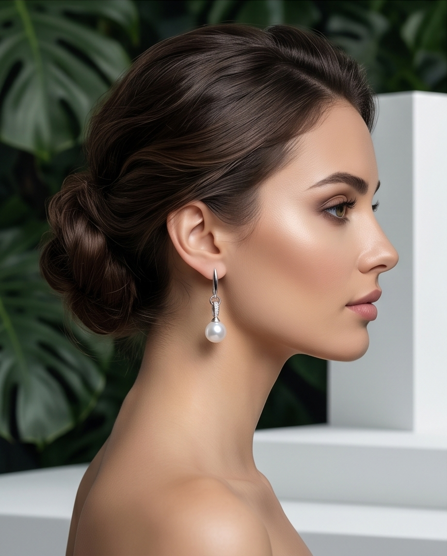 Boucles d’oreilles en strass et perles de culture