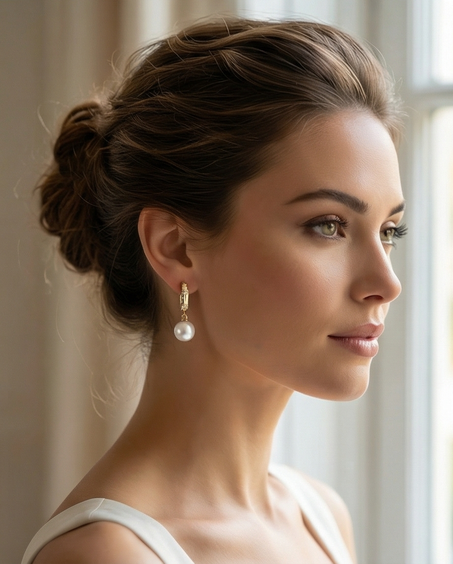 Boucles d’oreilles dormeuses avec perles de culture