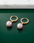 Purple cultured pearl and vermeil earrings