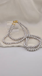 Collier double rangs en perles de culture grises