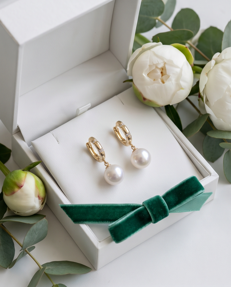 Boucles d’oreilles dormeuses avec perles de culture