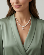 collier en argent 925 avec perles de culture blanches rondes - vue 6