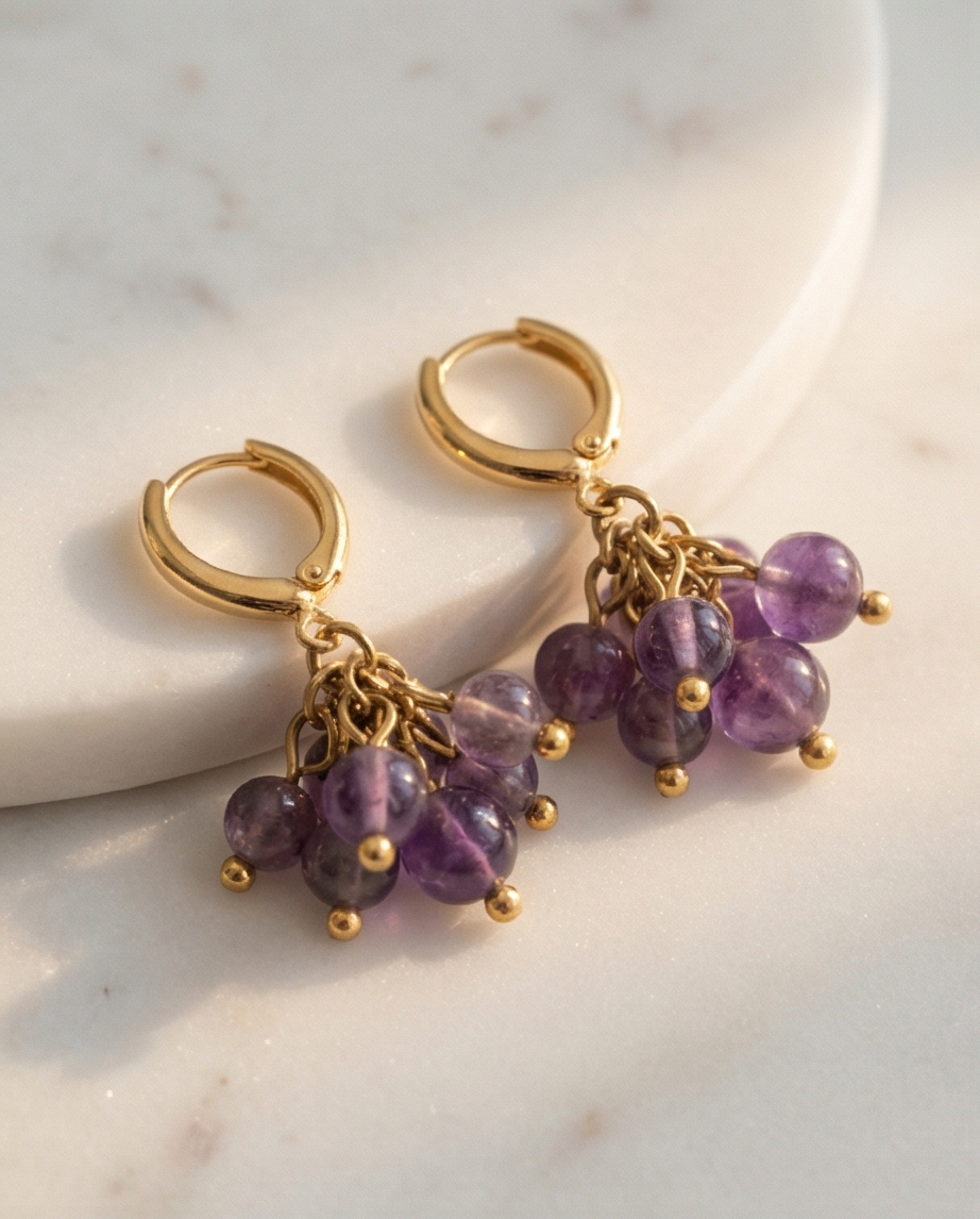 Boucles d’oreilles en vermeil et Améthyste