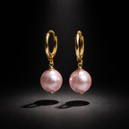 Boucles d oreilles en perles de culture mauve et Vermeil