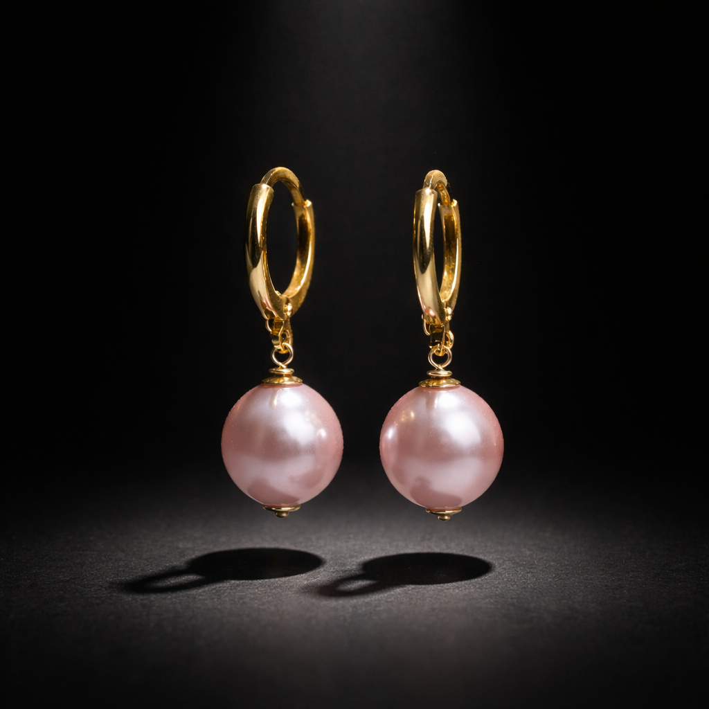 Boucles d oreilles en perles de culture mauve et Vermeil