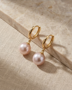 Boucles d’oreilles avec perles de culture rose