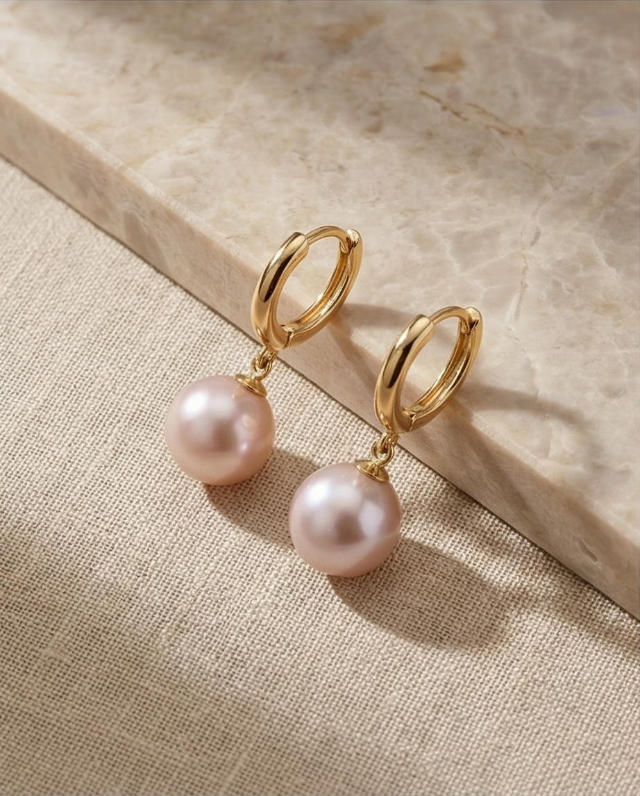 Boucles d’oreilles avec perles de culture rose
