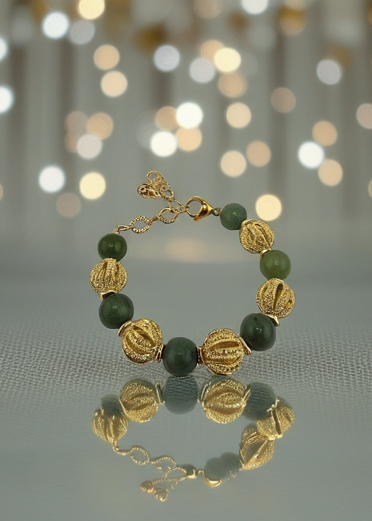 Bracelet en Agate et perles en plaqué or