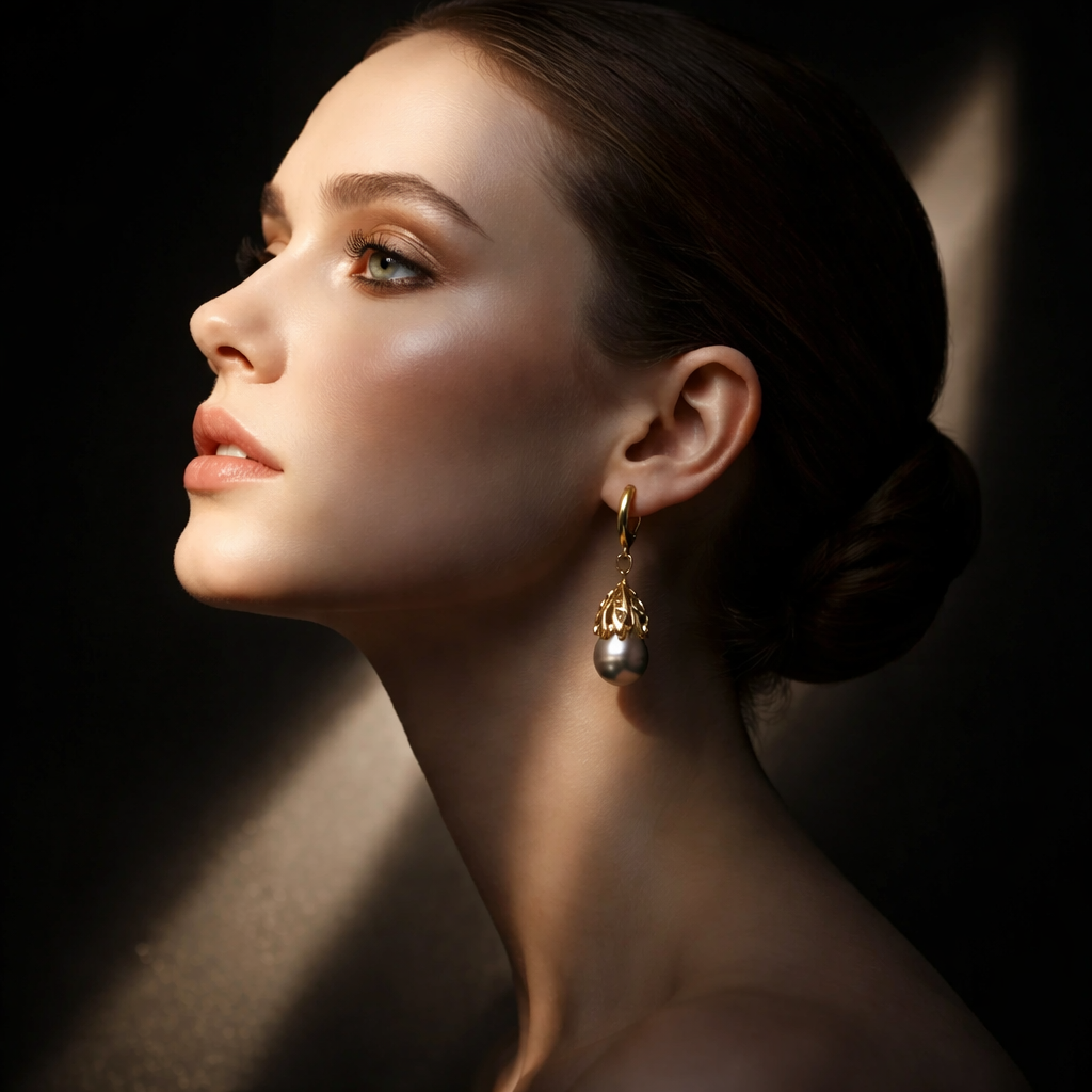 Boucles d'oreilles avec perles de culture baroque