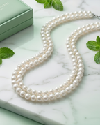 collier deux rangs de perles de culture blanches fermoir argent - vue 8