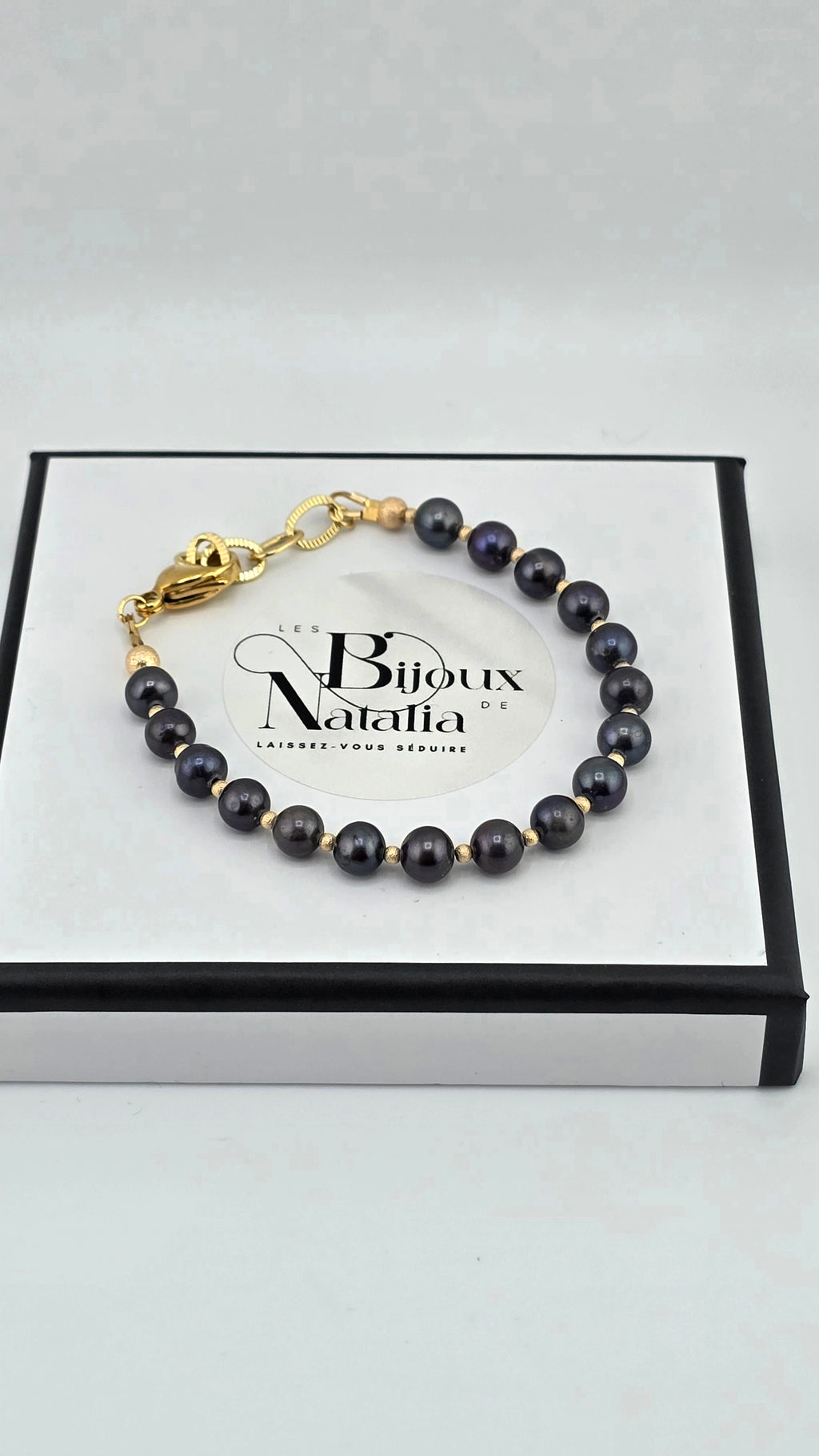 Bracelet en perles de culture bleu marine