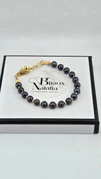 Bracelet en perles de culture bleu marine